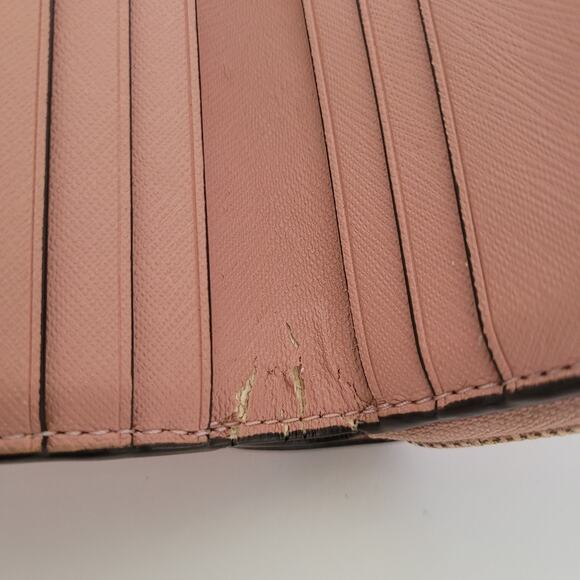 Tory Burch Pink Leather Zip Around Medium Credit Card Wallet Compact Logo - Picture 4 of 12